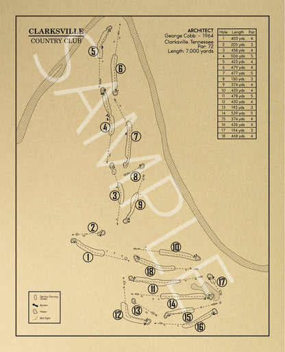 Clarksville Country Club Outline (Print)