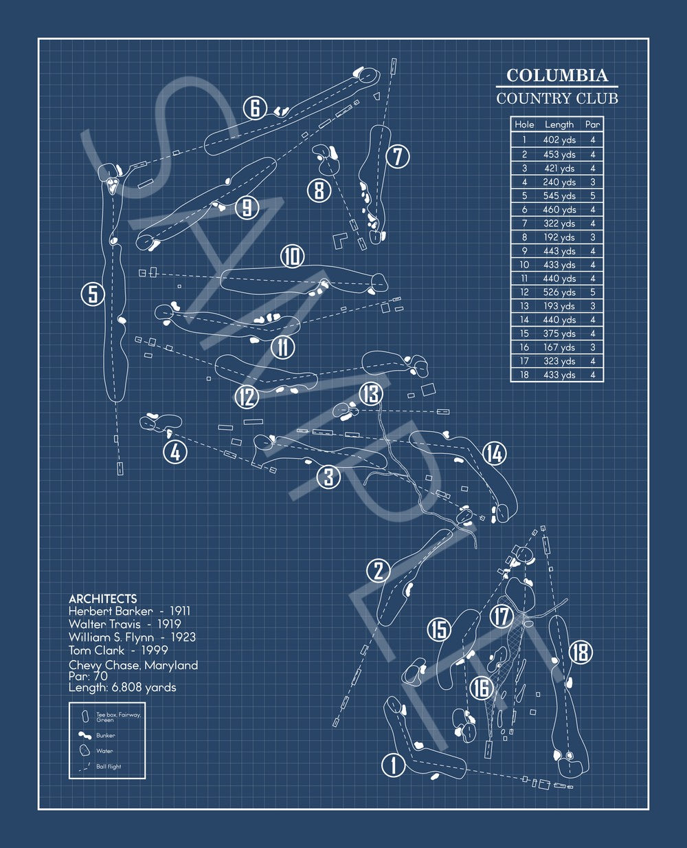 Columbia Country Club Blueprint (Print)