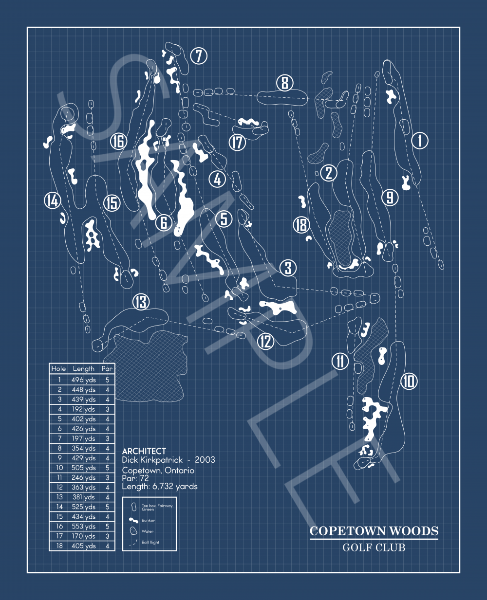 Copetown Woods Golf Club Blueprint (Print)