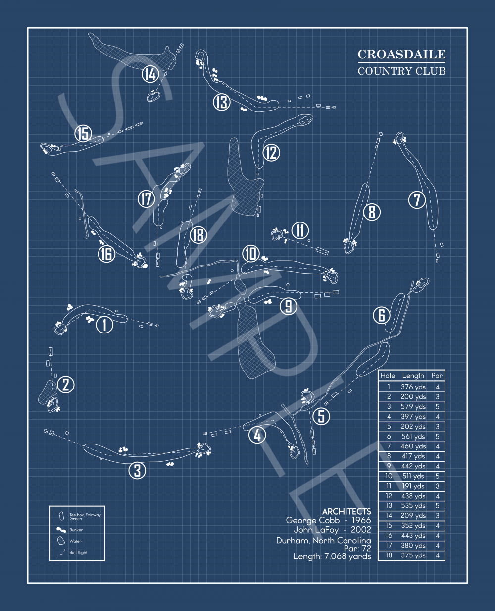 Croasdaile Country Club Blueprint (Print)