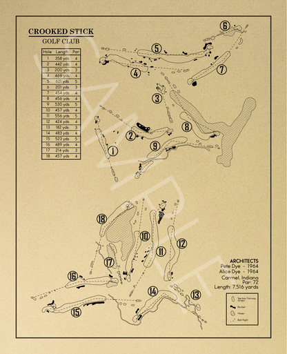 Crooked Stick Golf Club Outline (Print)