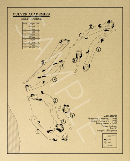 Culver Academies Golf Course Outline (Print)