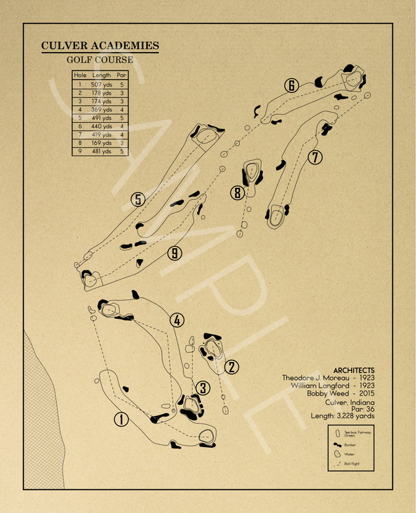 Culver Academies Golf Course Outline (Print) GolfBlueprints