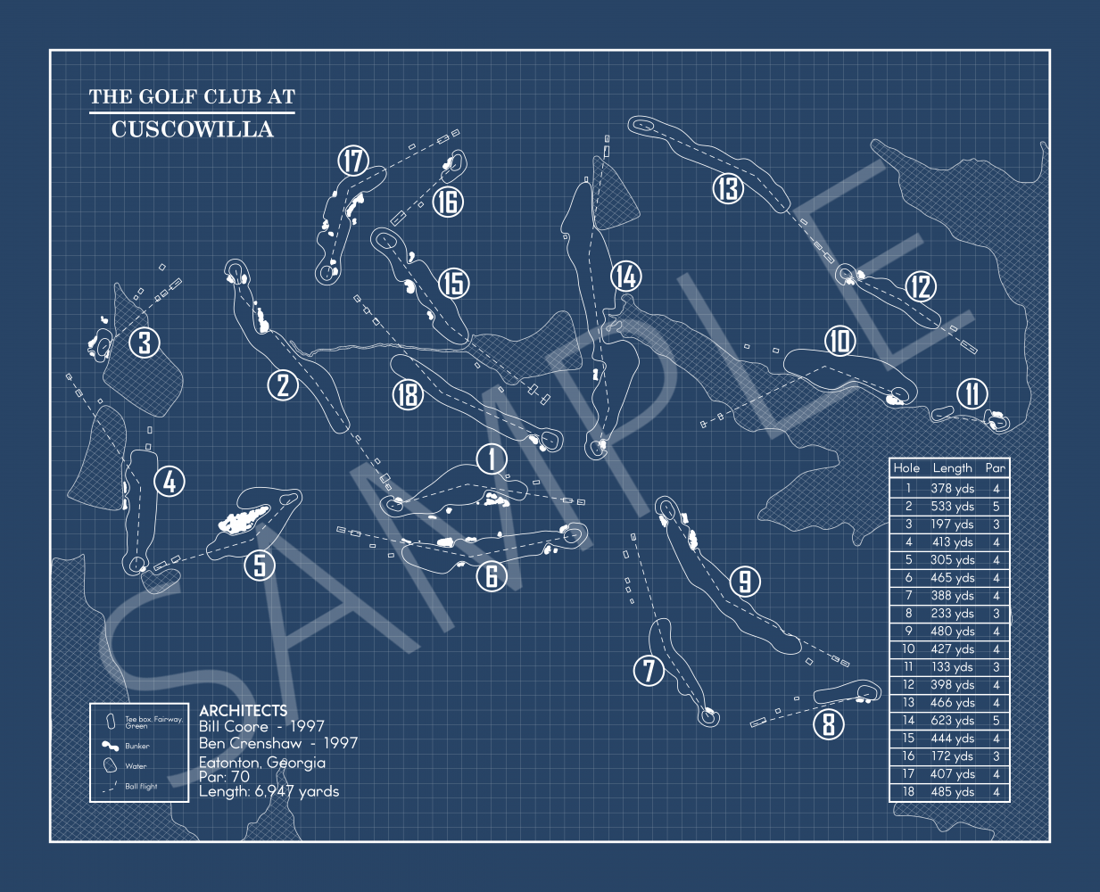 The Golf Club at Cuscowilla Blueprint (Print)