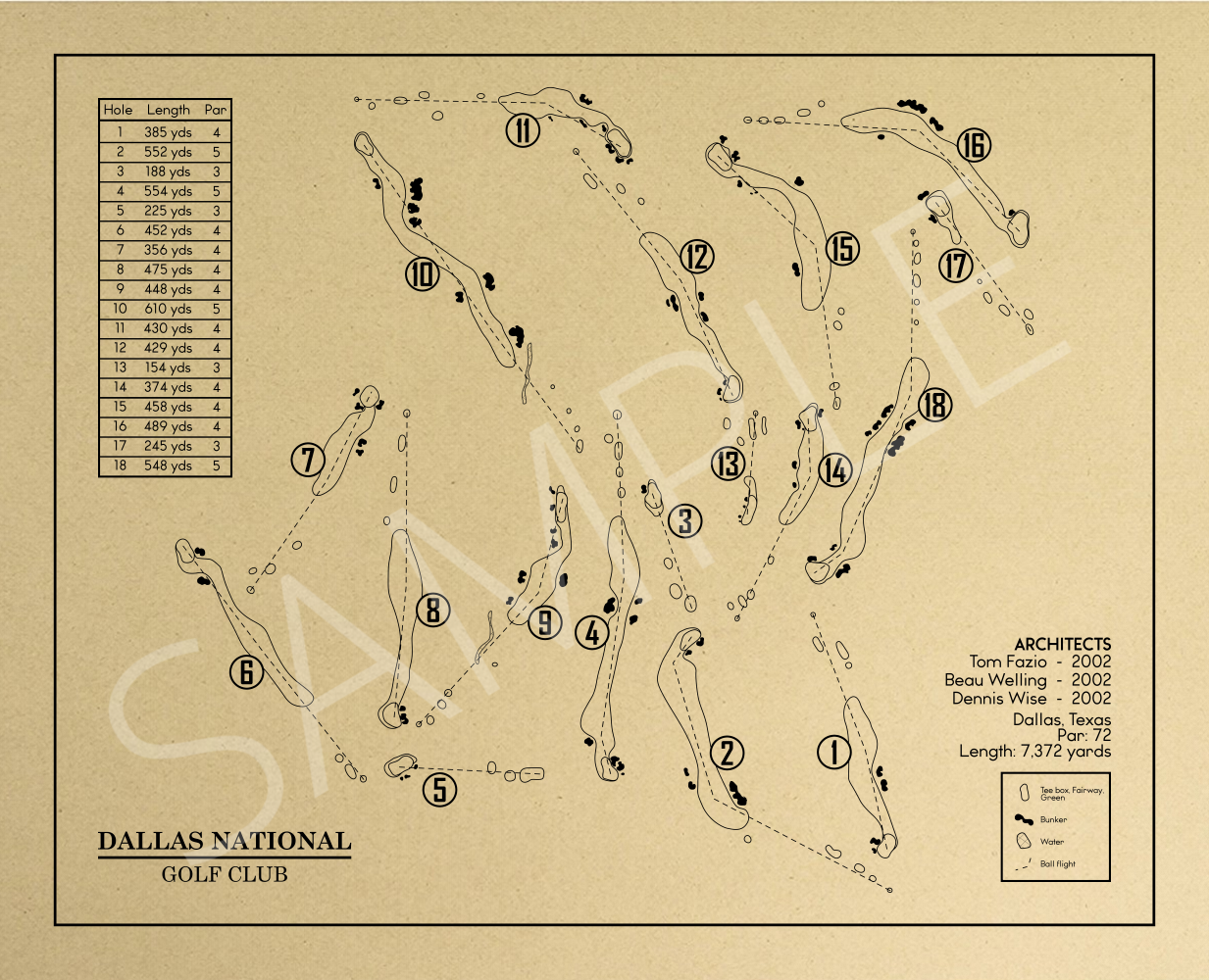 Dallas National Golf Club Outline (Print)