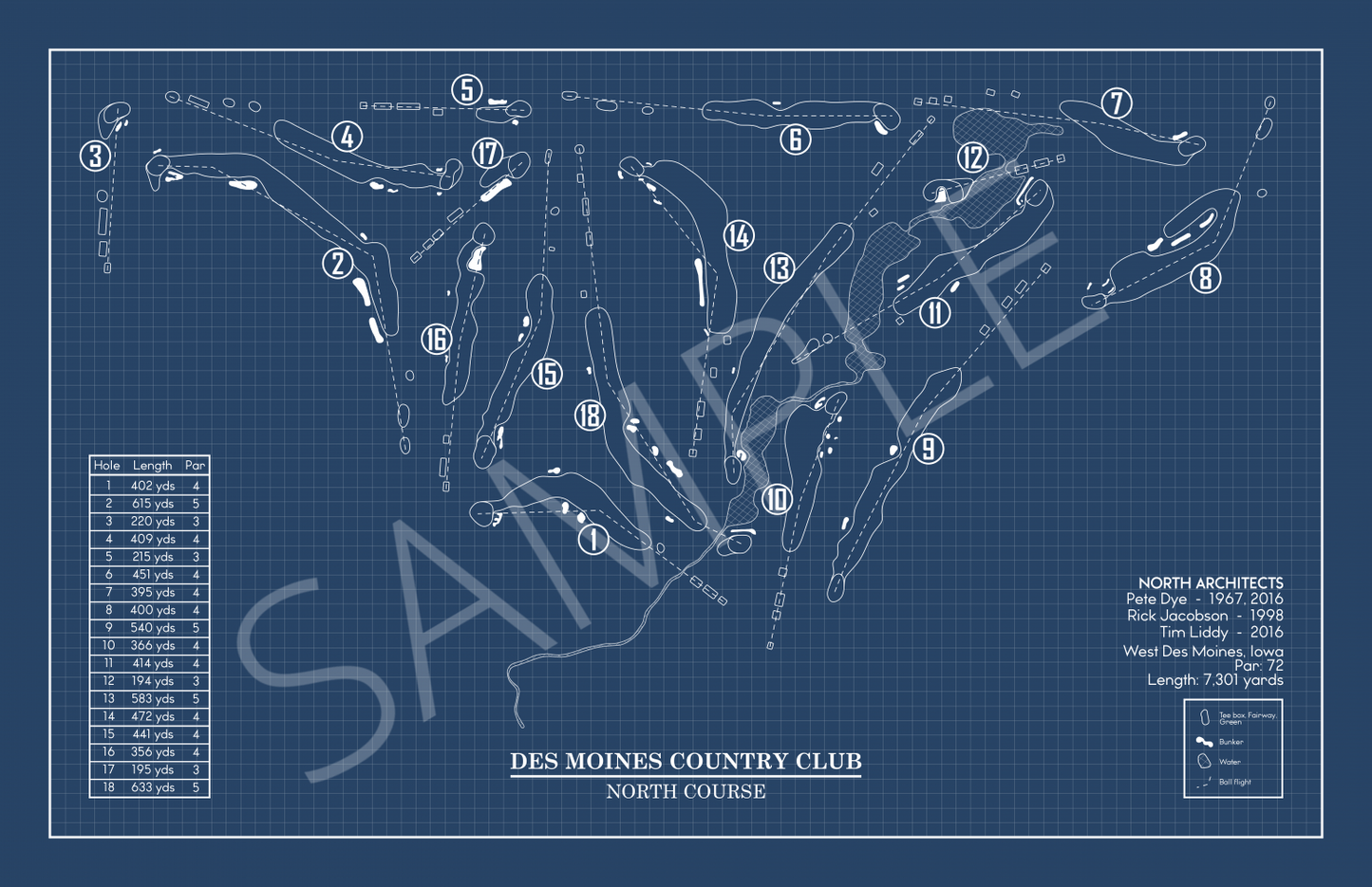 Des Moines Country Club North Course Blueprint (Print)