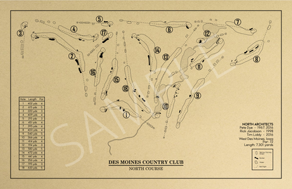 Des Moines Country Club North Course Outline (Print)