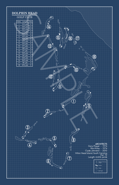 Dolphin Head Golf Club Blueprint (Print)