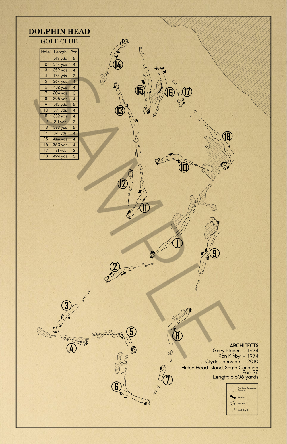 Dolphin Head Golf Club Outline (Print)