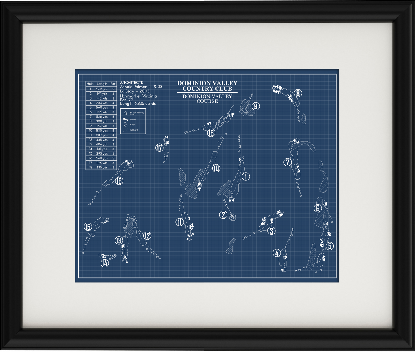 Dominion Valley Country Club Dominion Valley Course Blueprint (Print)