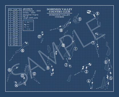 Dominion Valley Country Club Dominion Valley Course Blueprint (Print)