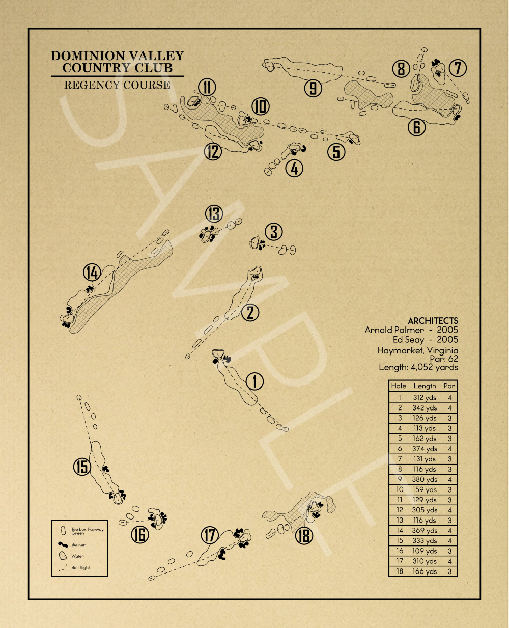 Dominion Valley Country Club Regency Course Outline (Print)