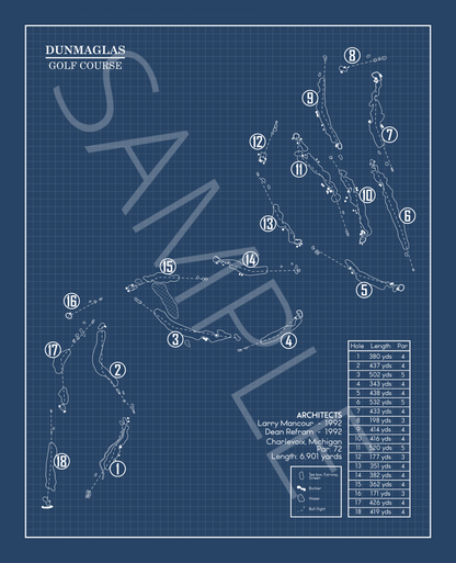 Dunmaglas Golf Course Blueprint (Print)