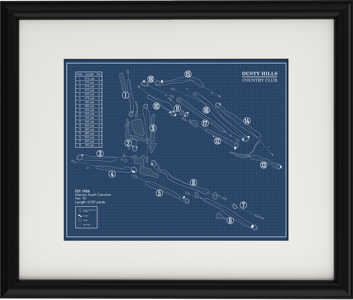 Dusty Hills Country Club Blueprint (Print)