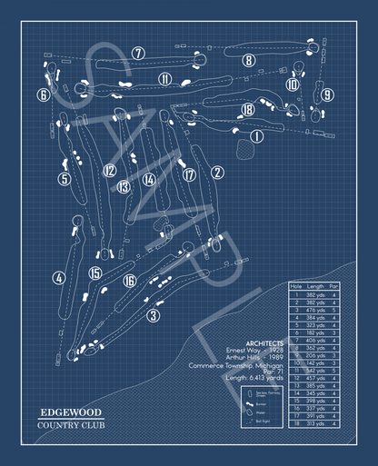 Edgewood Country Club Blueprint (Print)
