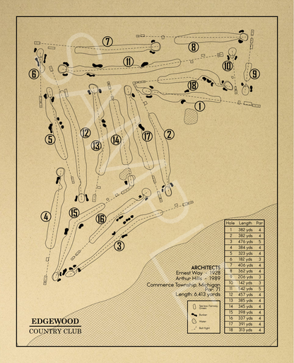 Edgewood Country Club Outline (Print)