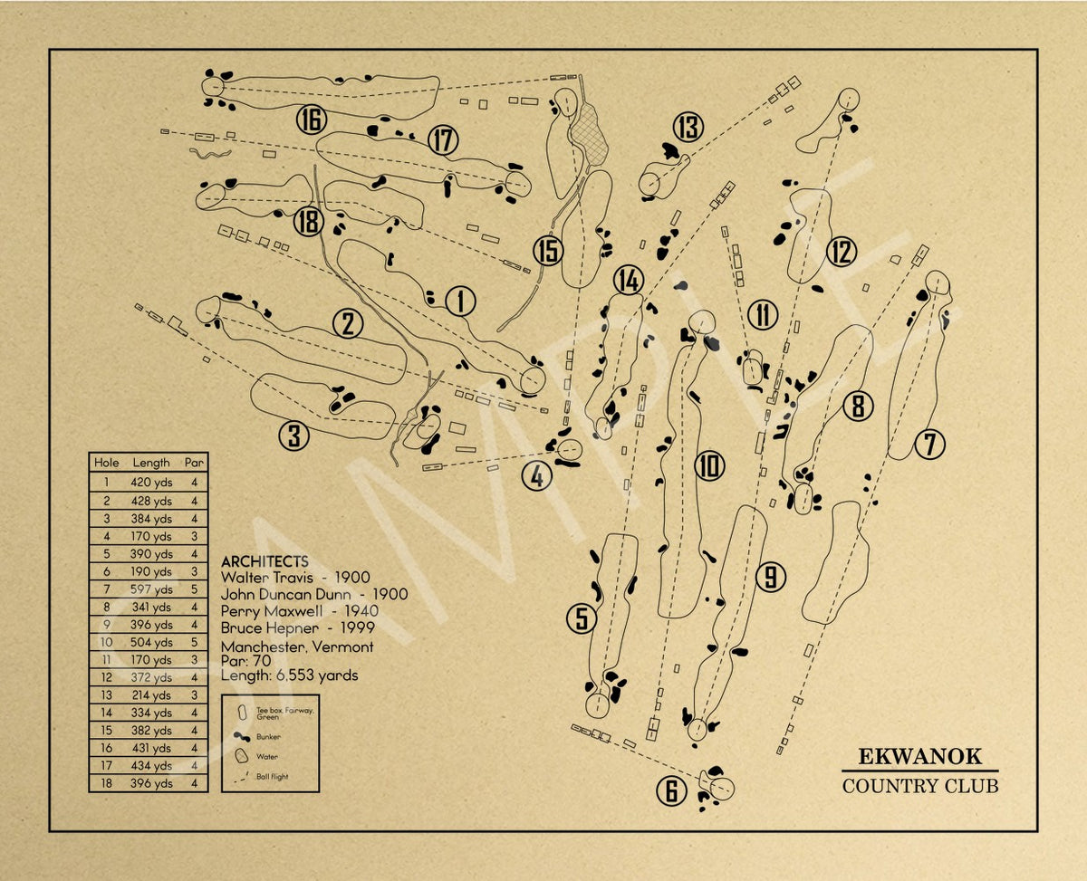 Ekwanok Country Club Outline (Print)