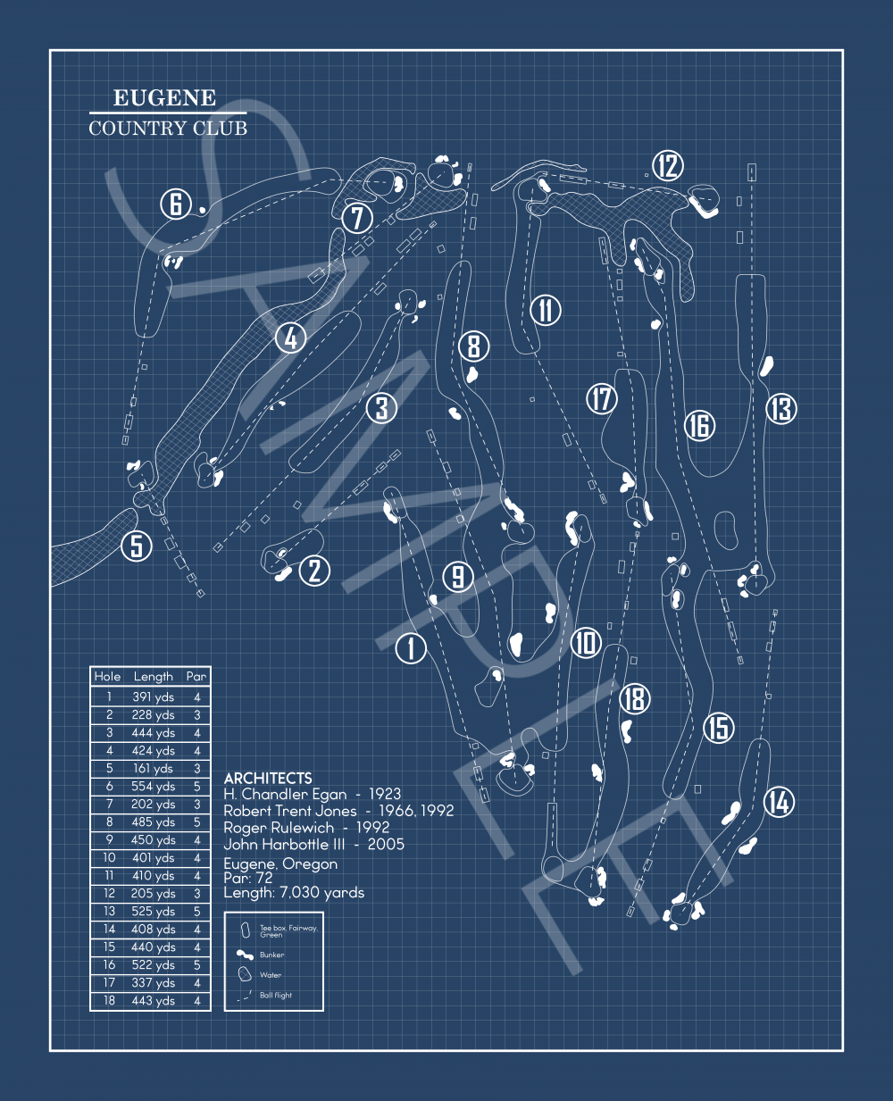 Eugene Country Club Blueprint (Print)