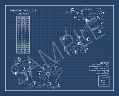 Farmington Hills Golf Club Blueprint (Print)
