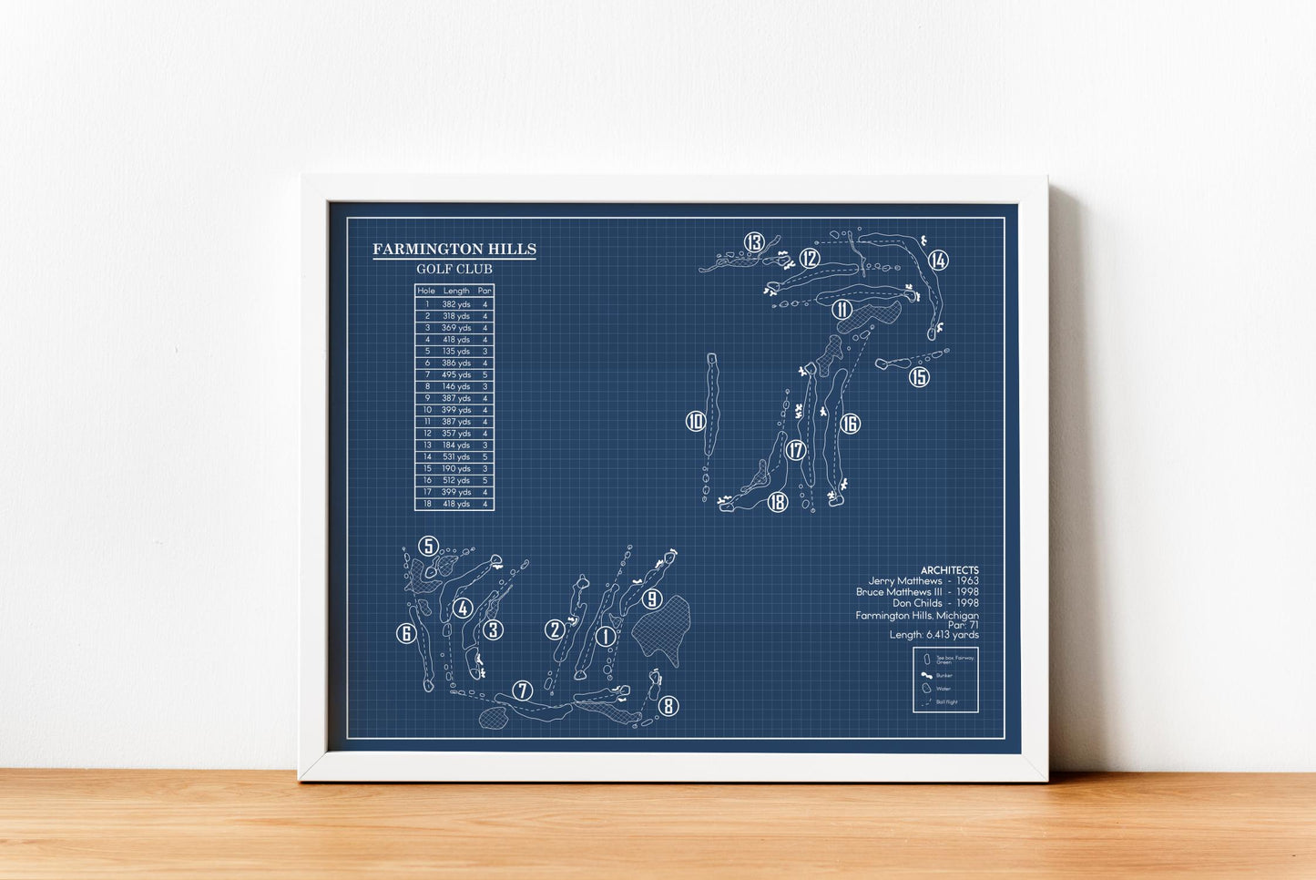 Farmington Hills Golf Club Blueprint (Print)