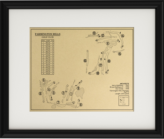 Farmington Hills Golf Club Outline (Print)