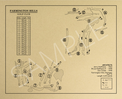 Farmington Hills Golf Club Outline (Print)