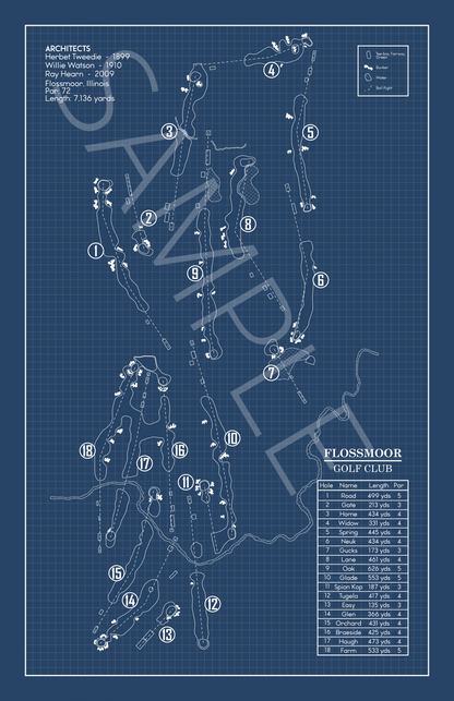 Flossmoor Golf Club Blueprint (Print)