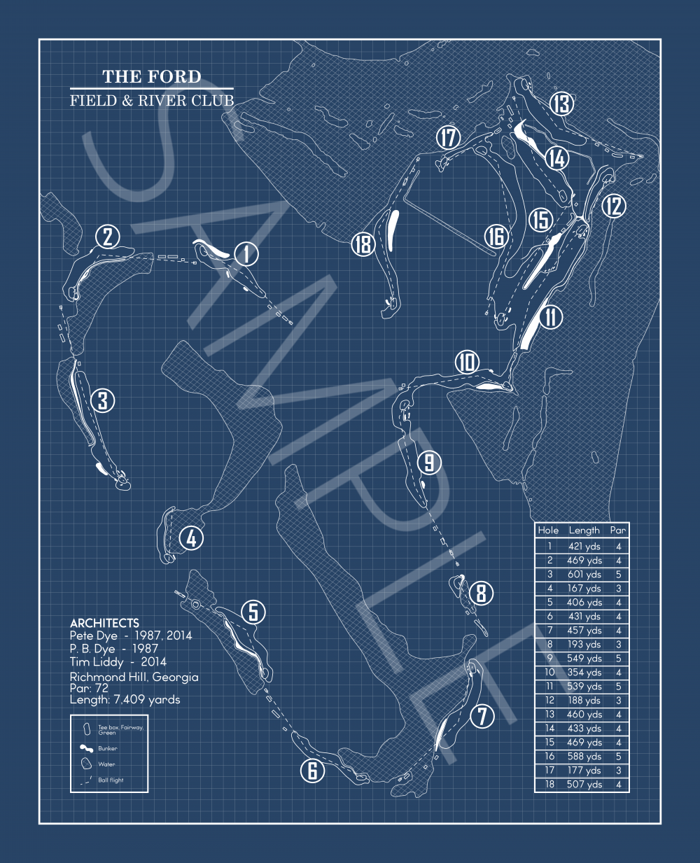 The Ford Field & River Club Blueprint (Print) GolfBlueprints