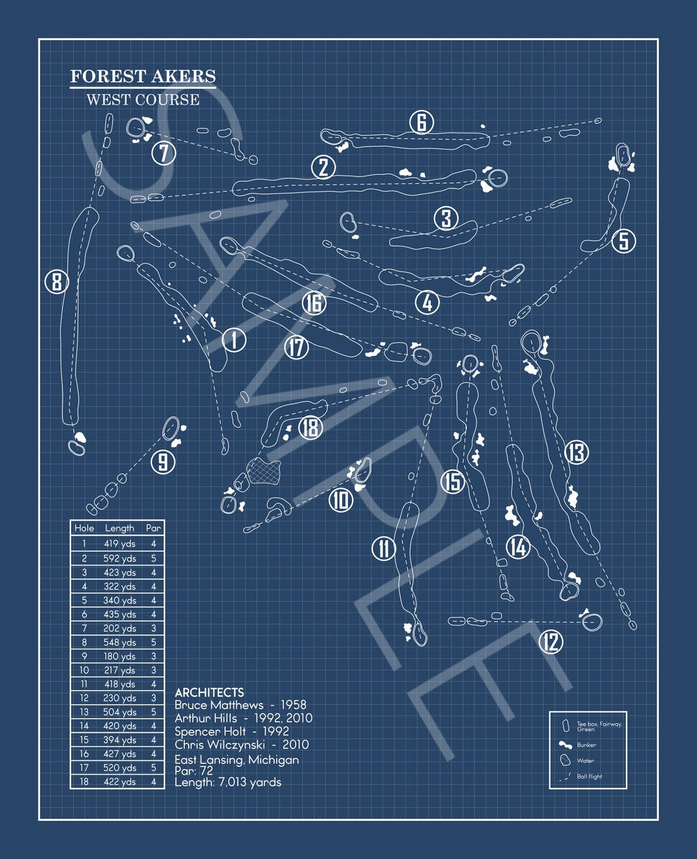 Forest Akers West Course Blueprint (Print)