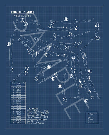 Forest Akers West Course Blueprint (Print)