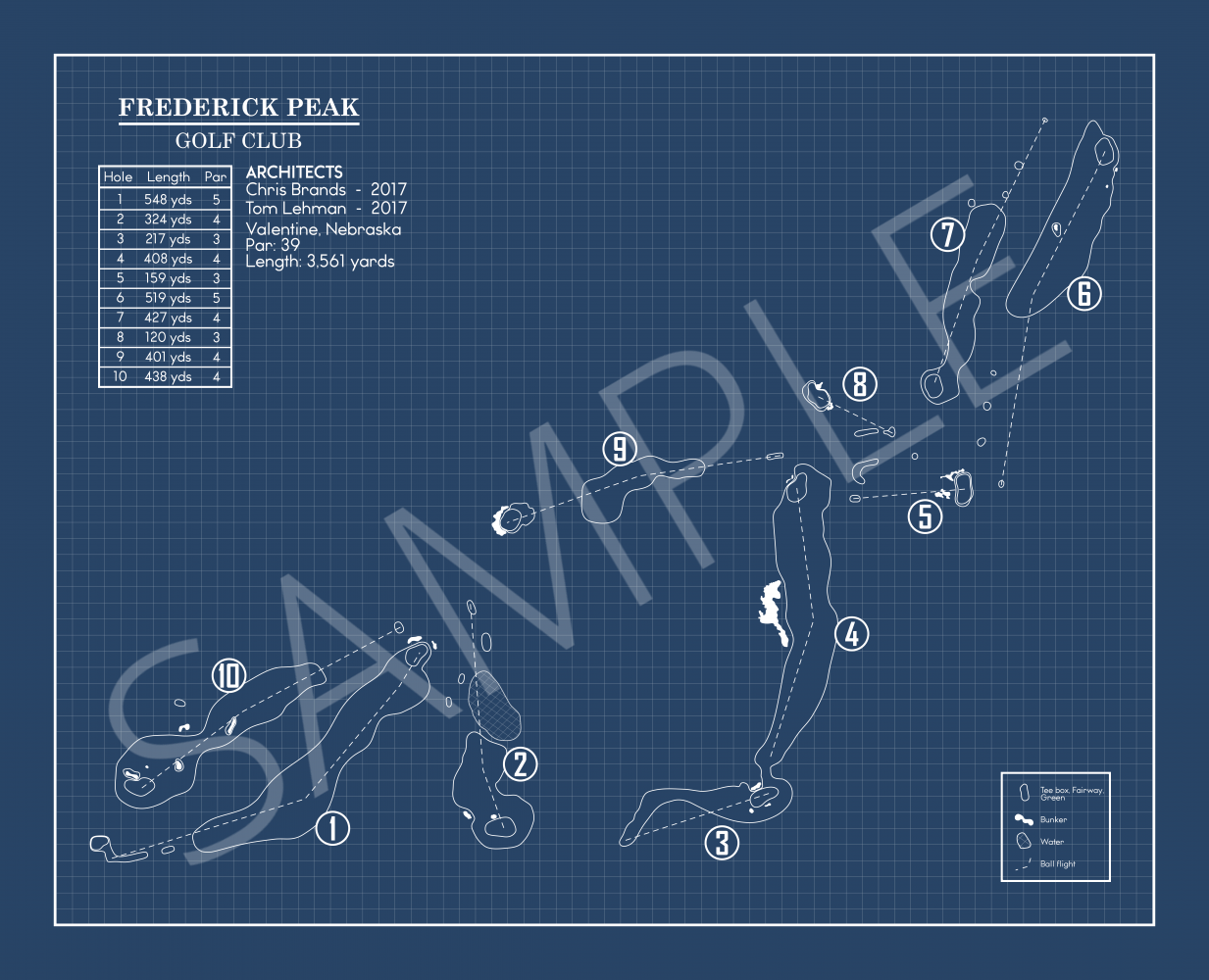 Frederick Peak Golf Club Blueprint (Print)