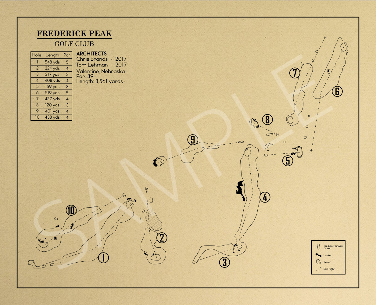 Frederick Peak Golf Club Outline (Print)