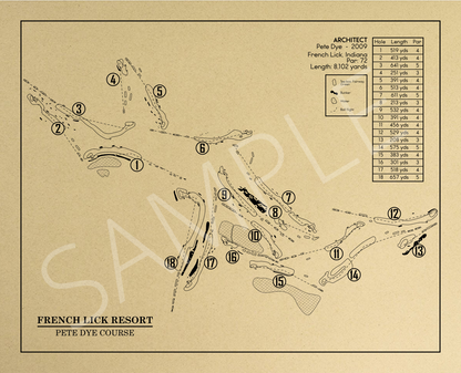 French Lick Resort Pete Dye Course Outline (Print)
