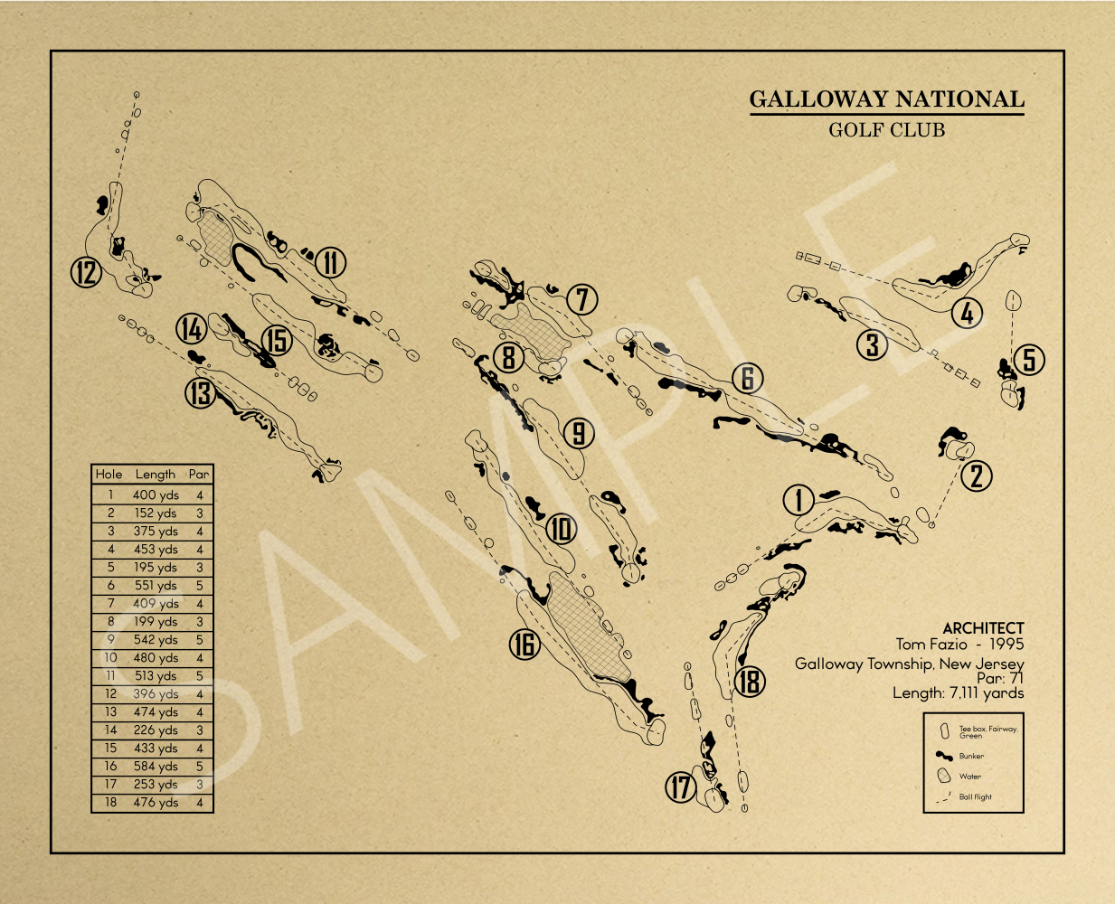 Galloway National Golf Club Outline (Print)