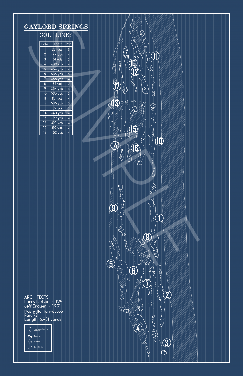 Gaylord Springs Golf Links Blueprint (Print)