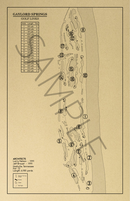 Gaylord Springs Golf Links Outline (Print)