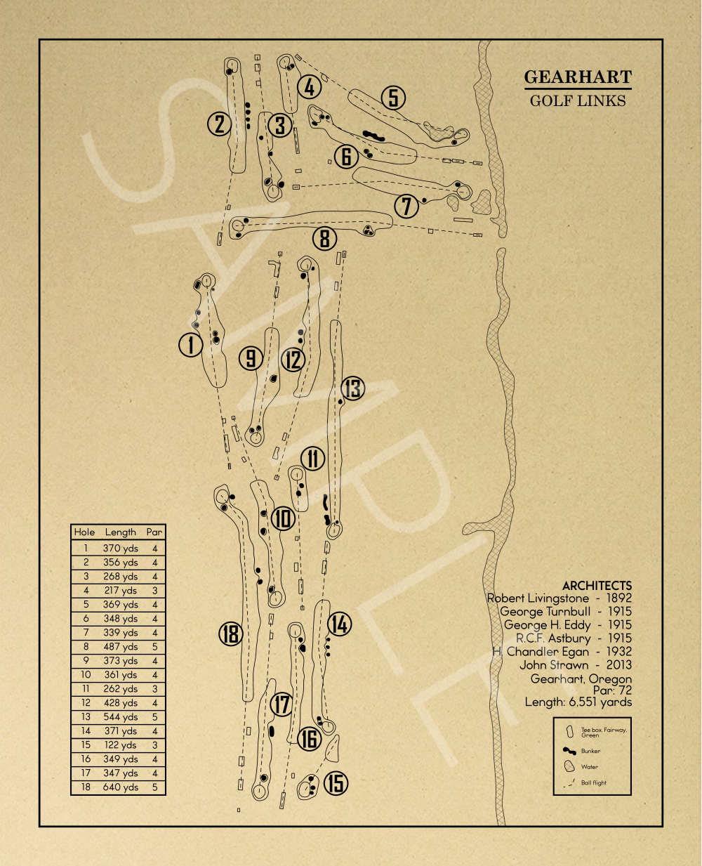 Gearhart Golf Links Outline (Print)