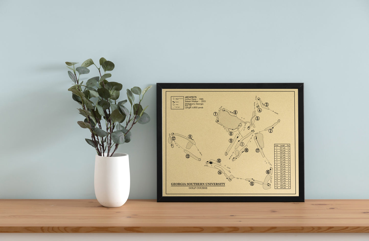 Georgia Southern University Golf Course Outline (Print)