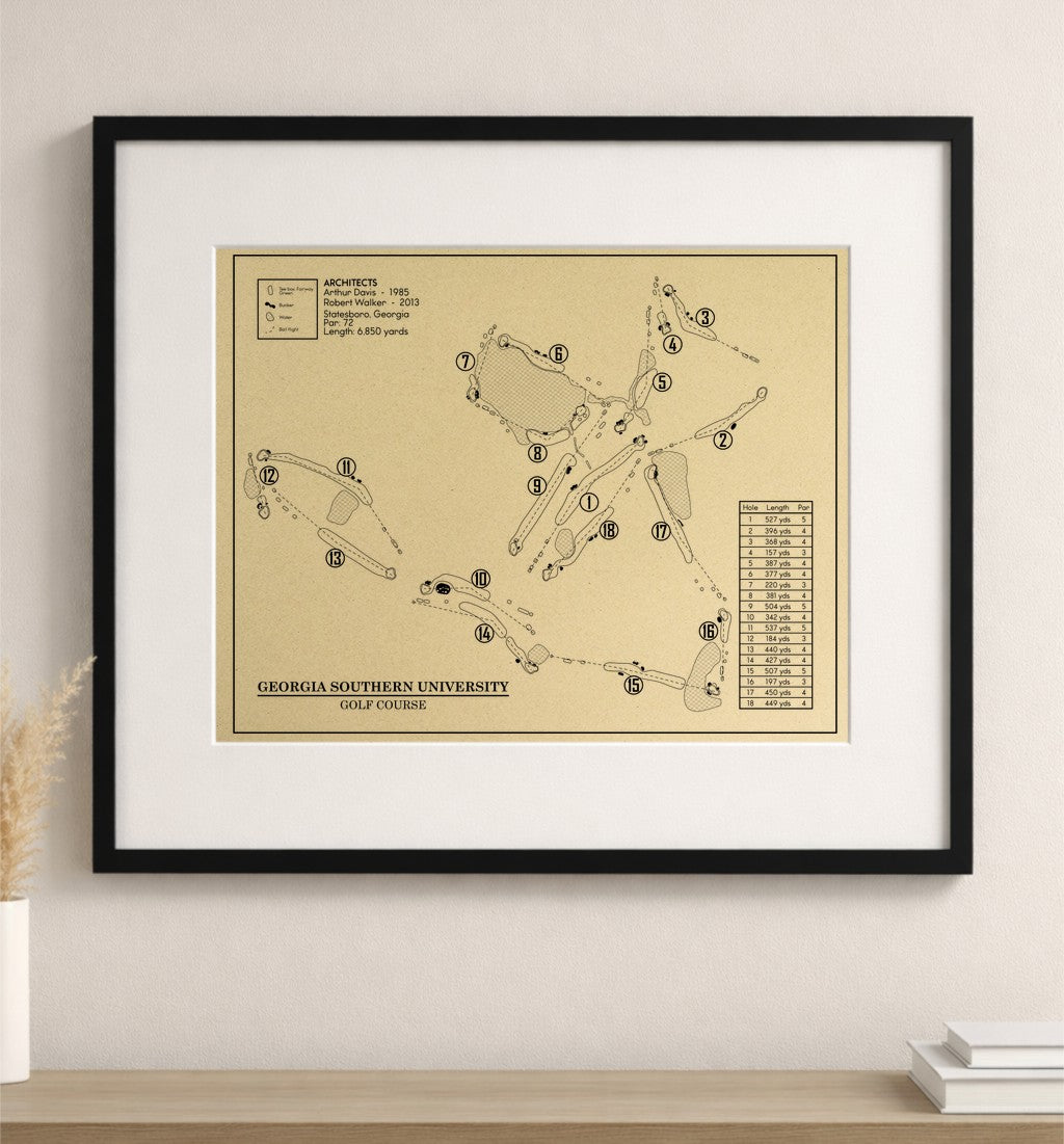 Georgia Southern University Golf Course Outline (Print)