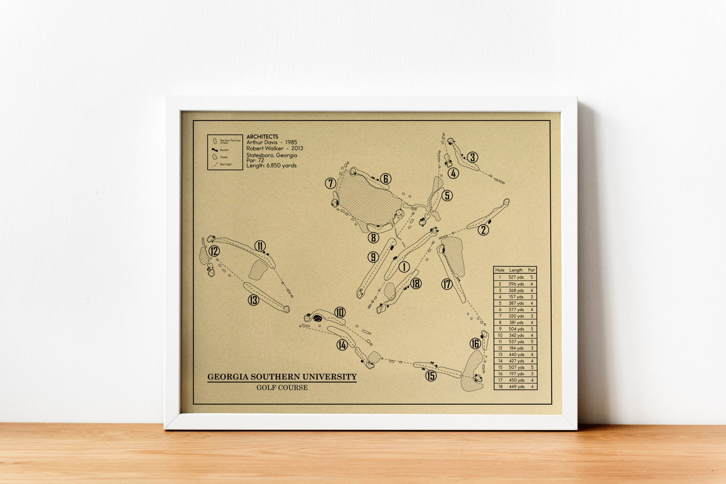 Georgia Southern University Golf Course Outline (Print)