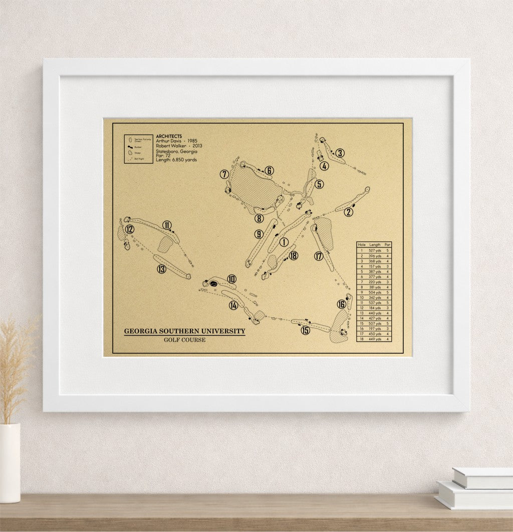 Georgia Southern University Golf Course Outline (Print)