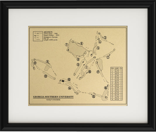 Georgia Southern University Golf Course Outline (Print)