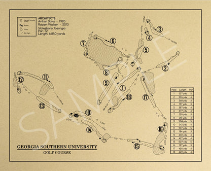 Georgia Southern University Golf Course Outline (Print)