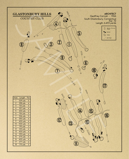 Glastonbury Hills Country Club Outline (Print)
