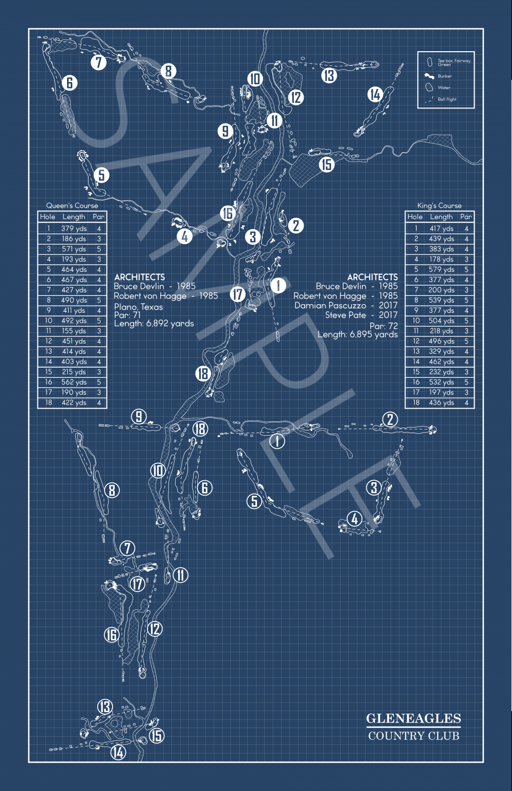 Gleneagles Country Club Blueprint (Print)