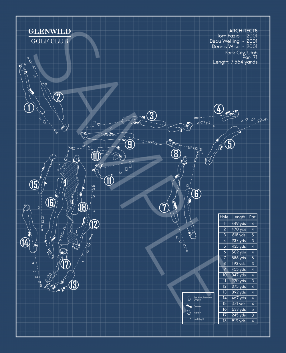 Glenwild Golf Club Blueprint (Print)