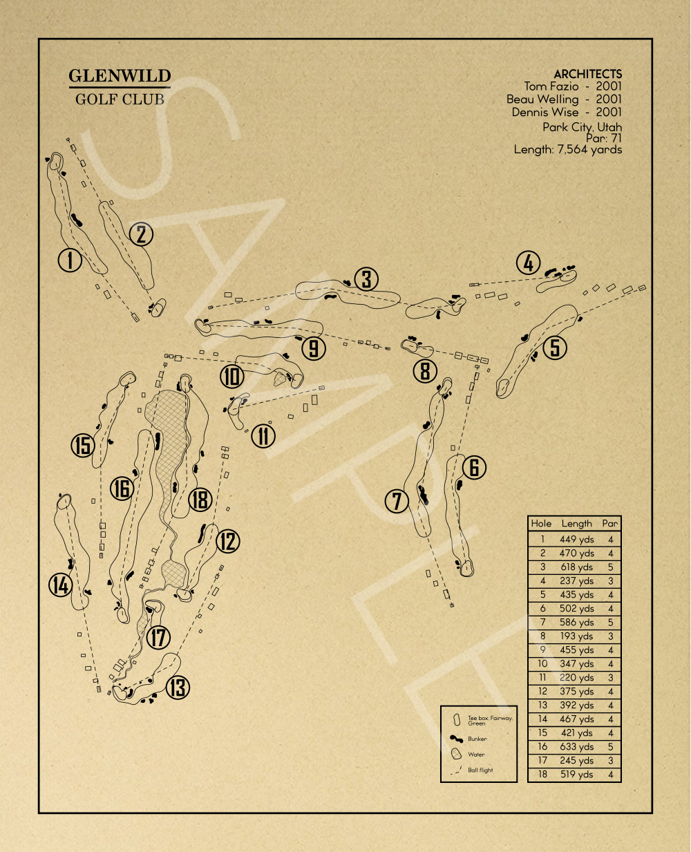 Glenwild Golf Club Outline (Print)