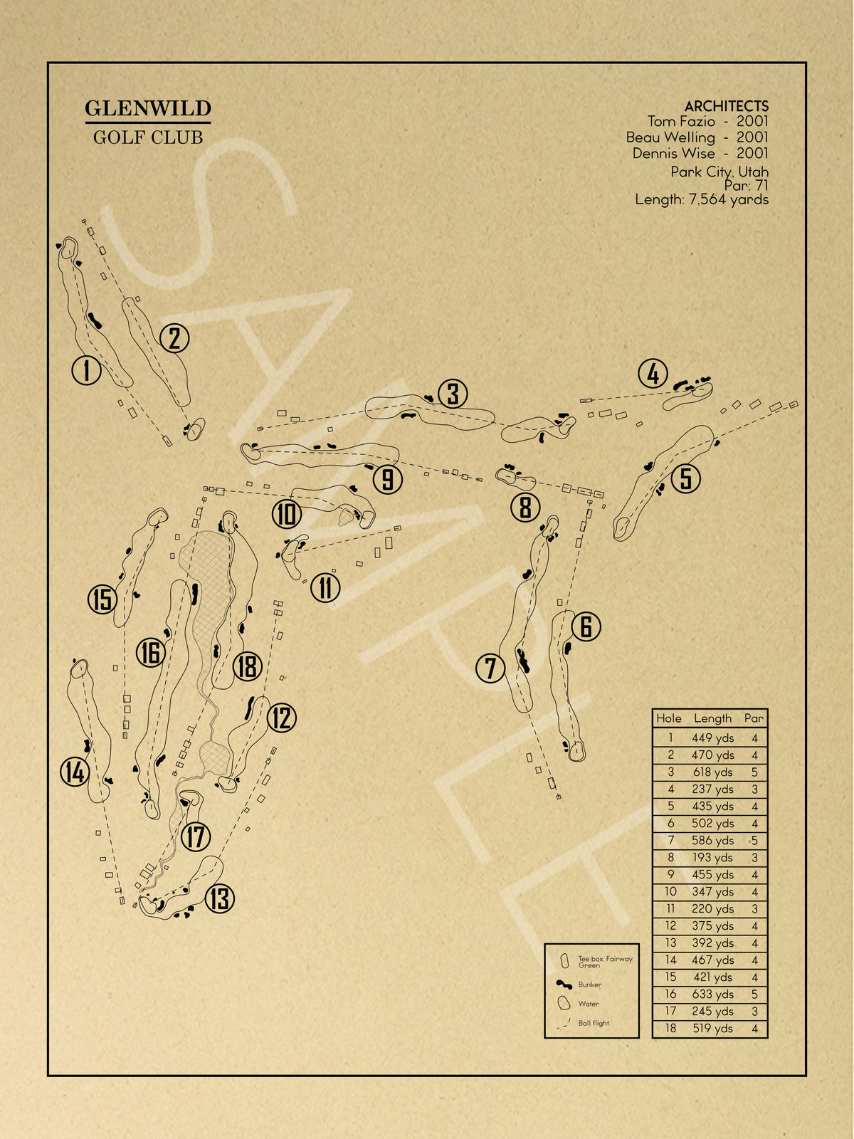 Glenwild Golf Club Outline (Print)