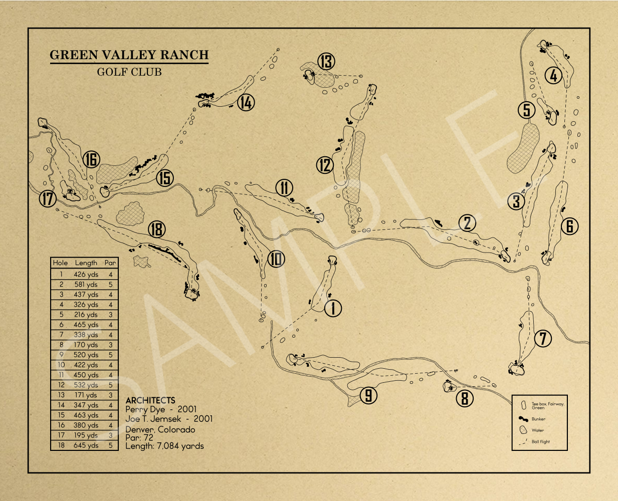 Green Valley Ranch Golf Club Outline (Print)