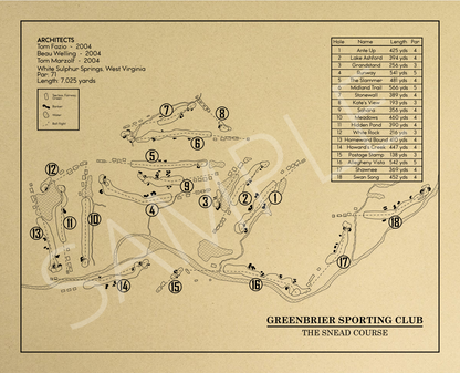 Greenbrier Sporting Club Snead Course Outline (Print)
